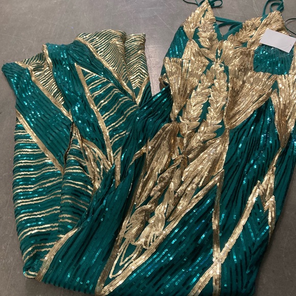 Emerald Teal and Gold Sequin Dress Emerald Teal and Gold Sequin Dress